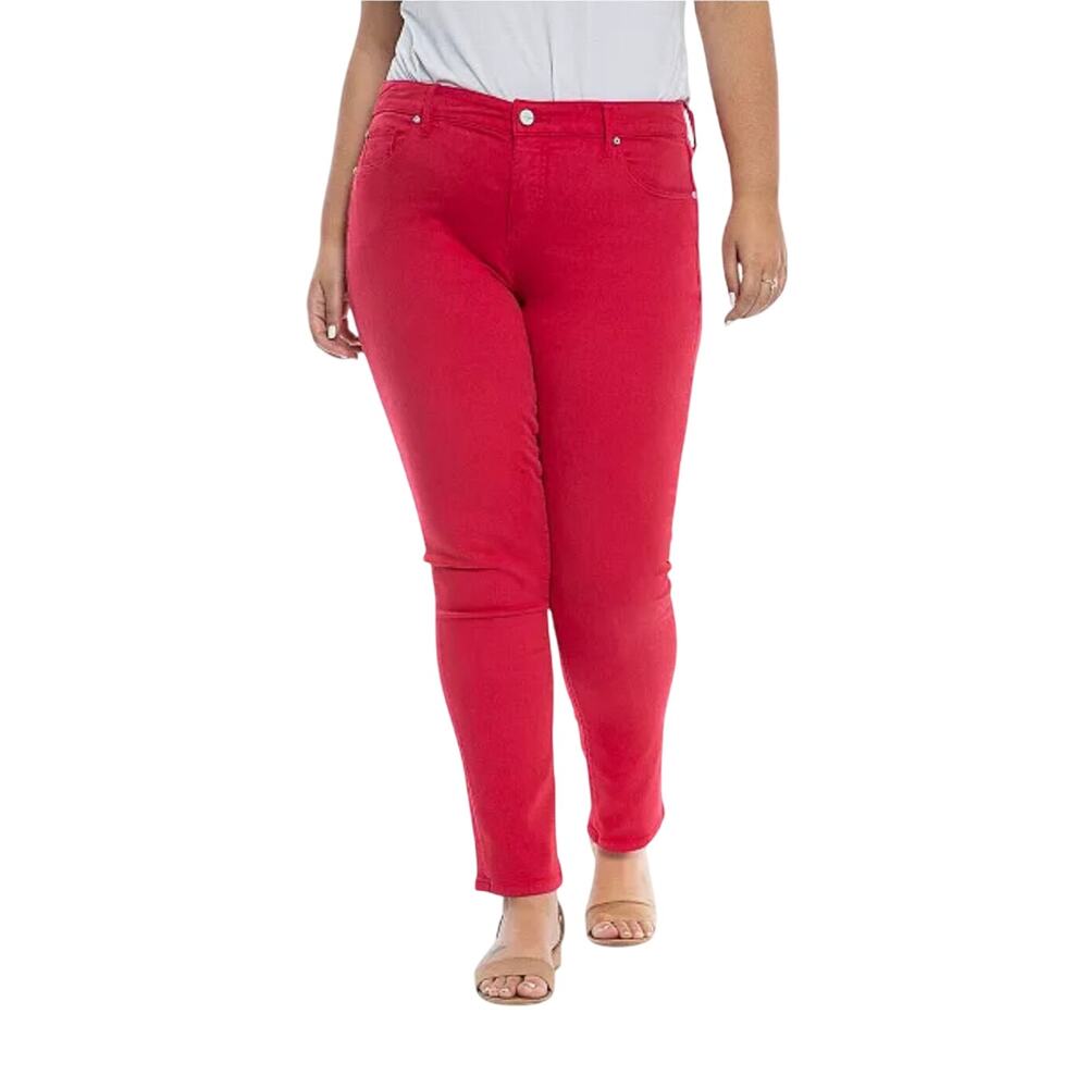 Slink Women’s Jeans Plus Size 14 Dark Pink Curvy Fit Straight Leg Stretch Denim